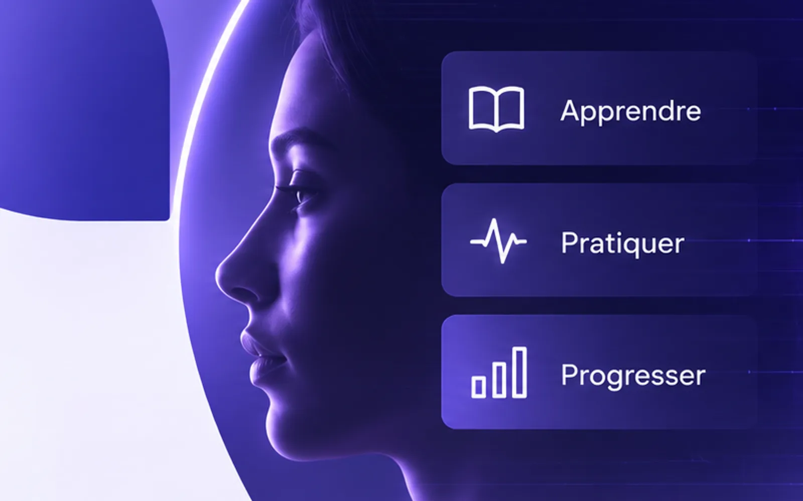 Les trois temps de Noisette Academy : apprendre, pratiquer, progresser.